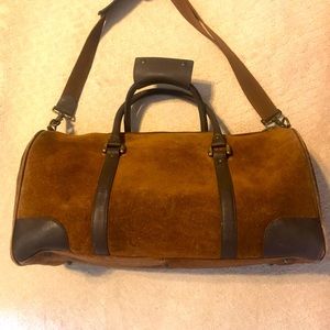 Marlboro Vintage Brown Suede Weekender Duffle Bag